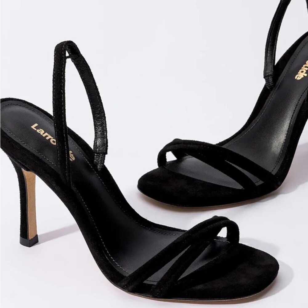 Larroude Annie Slingback Stiletto Sandal black, SIZE 8 1/2 US